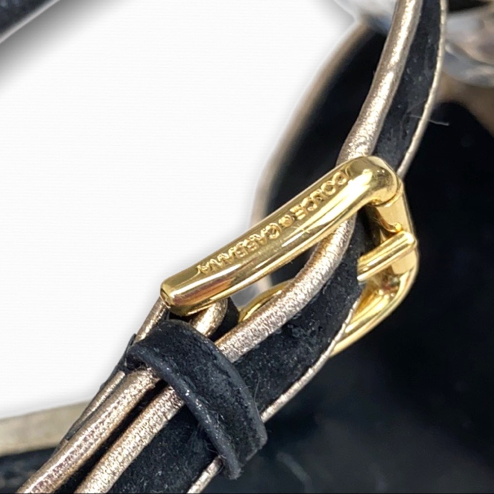 Dolce & Gabbana Black Velvet Gold Leather Wedges - Picture 14 of 15